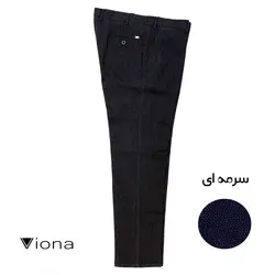 شلوار کتان جودون درشت نخ رنگی سرمه ايی ترک