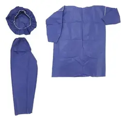 ست یکبار مصرف بیمار (گان-کلاه-شلوار آبی) 38 گرم بافتینه قد 100 - فروشگاه لوازم پزشکی فارابی