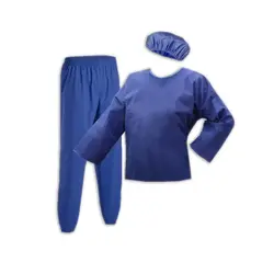 ست یکبار مصرف بیمار (گان-کلاه-شلوار آبی) 38 گرم بافتینه قد 100 - فروشگاه لوازم پزشکی فارابی