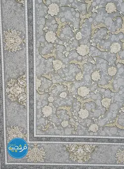 فرش ماشینی ۱۲۰۰ شانه طرح زرگل ترمه ای