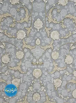 فرش ماشینی ۱۲۰۰ شانه طرح زرگل ترمه ای