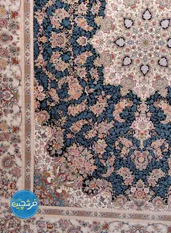 فرش ماشینی ۱۲۰۰ شانه طرح جواهر سرمه ای