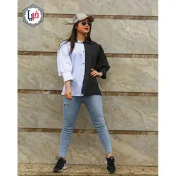 شومیز مانتویی دورنگ کد 1212