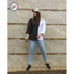 شومیز مانتویی دورنگ کد 1212