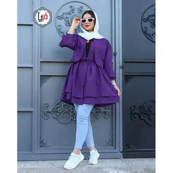 مانتو آستین پفی عروسکی کمربند دار کد 1154