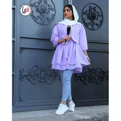 مانتو آستین پفی عروسکی کمربند دار کد 1154