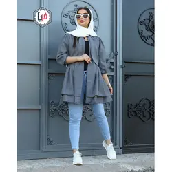 مانتو آستین پفی عروسکی کمربند دار کد 1154