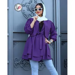 مانتو آستین پفی عروسکی کمربند دار کد 1154