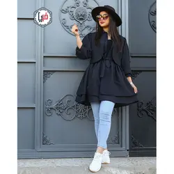 مانتو آستین پفی عروسکی کمربند دار کد 1154