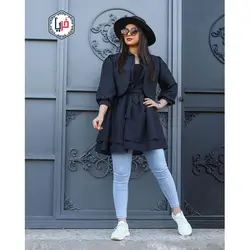 مانتو آستین پفی عروسکی کمربند دار کد 1154