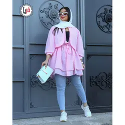 مانتو آستین پفی عروسکی کمربند دار کد 1154