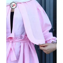 مانتو آستین پفی عروسکی کمربند دار کد 1154