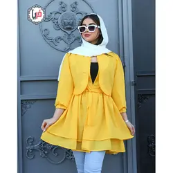 مانتو آستین پفی عروسکی کمربند دار کد 1154