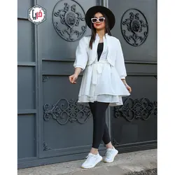 مانتو آستین پفی عروسکی کمربند دار کد 1154