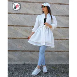 مانتو آستین پفی عروسکی کمربند دار کد 1154