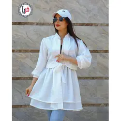 مانتو آستین پفی عروسکی کمربند دار کد 1154