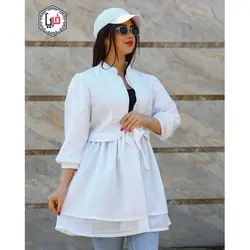 مانتو آستین پفی عروسکی کمربند دار کد 1154