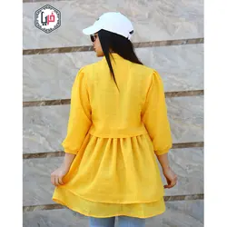 مانتو آستین پفی عروسکی کمربند دار کد 1154