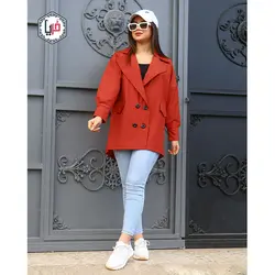 مانتو کتی چهاردکمه جیب دار کد 1166