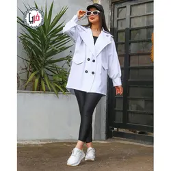 مانتو کتی چهاردکمه جیب دار کد 1166