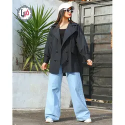 مانتو کتی چهاردکمه جیب دار کد 1166