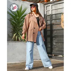 مانتو کتی چهاردکمه جیب دار کد 1166