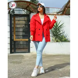 مانتو کتی چهاردکمه جیب دار کد 1166