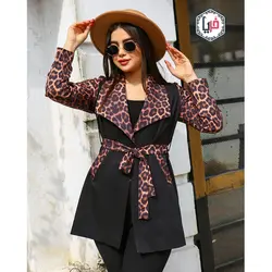 مانتو مشکی یقه پلنگی کد 1194