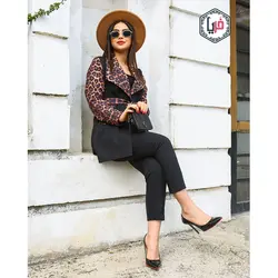 مانتو مشکی یقه پلنگی کد 1194