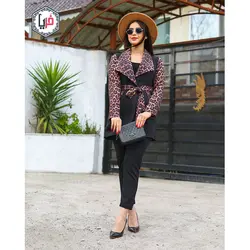 مانتو مشکی یقه پلنگی کد 1194