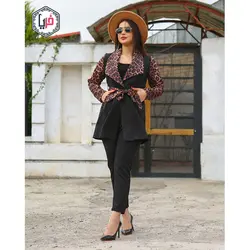 مانتو مشکی یقه پلنگی کد 1194