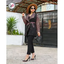 مانتو مشکی یقه پلنگی کد 1194