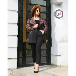 مانتو مشکی یقه پلنگی کد 1194