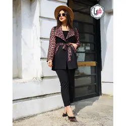 مانتو مشکی یقه پلنگی کد 1194