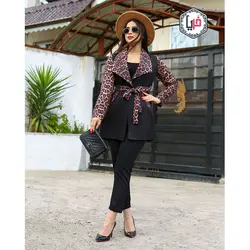 مانتو مشکی یقه پلنگی کد 1194