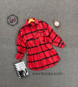 پالتو فوتر چهارخونه بالا جیب دار کد محصول 1036