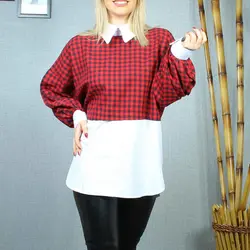 شومیز چهارخونه جلو بسته کد 435