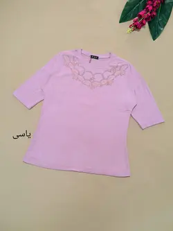 بلوز آستین سه ربع  گلدوزی و نگینی 