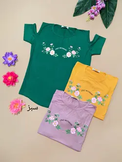 تیشرت سرشانه خالی گلدار
