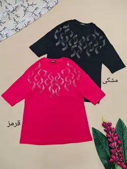 بلوز آستین سه ربع نگینی طرح الماس