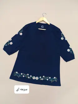 بلوز آستین سه ربع گلدوزی