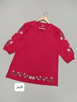 بلوز آستین سه ربع گلدوزی