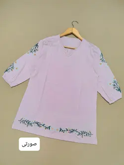 بلوز آستین سه ربع گلدوزی