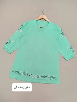 بلوز آستین سه ربع گلدوزی