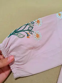 بلوز آستین سه ربع گلدوزی