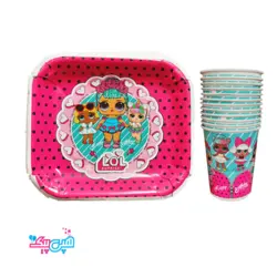 لیوان و پیش دستی ال او ال (۱۲ تایی)