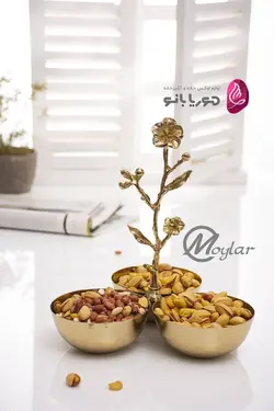 ست پذیرایی طلایی با گل های برنجی