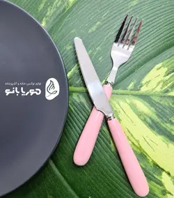 ست قاشق چنگال صورتی