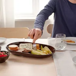 دیس سرو آیکیا رنگ قهوایی مدل FÄRGKLAR Serving plate, glossy brown, 36x22 cm