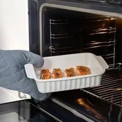 ظرف فر سفید آیکیا مدل POETISK Oven dish, oval/off-white,  30x20 cm